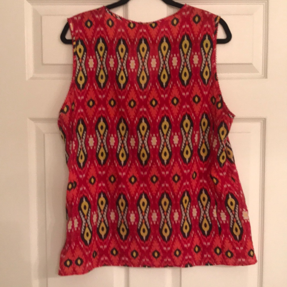 Tory Burch Red Patterned Top with Ruffle Front - Picture 5 of 5